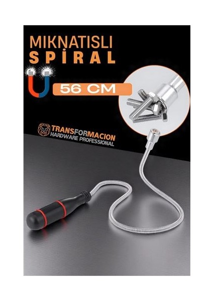 Esnek Manyetik Toplama Aracı - Mıknatıslı Spiralli Çubuk Metal Vida Civata Somun Arama Çubuğu