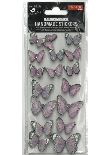 Tanex Handmade TNX-28042 Dekoratif Etiketler - Taşlı Kelebek-2 Serisi Stıcker - Tekli