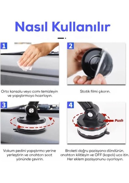 Siyah 360° Döner Vakumlu Telefon Tutucu, Pratik ve Güçlü Tasarım indirimleri