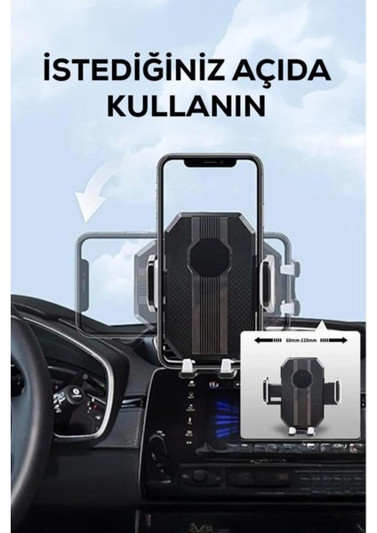 Siyah 360° Döner Vakumlu Telefon Tutucu, Pratik ve Güçlü Tasarım