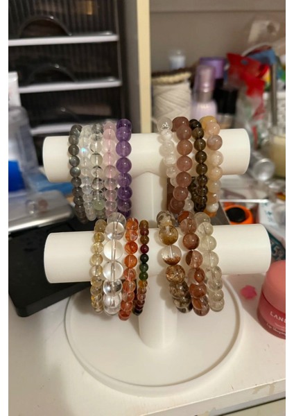Şık Beyaz Takı ve Makyaj Organizer Manken Standı Set