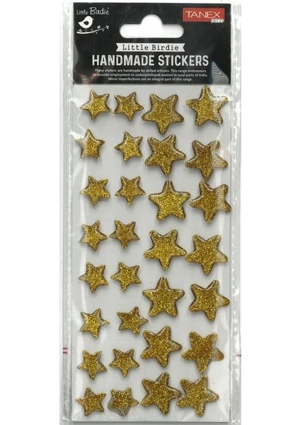Tanex Handmade TNX-28014 Dekoratif Etiketler - Silikon Gold Yıldız Serisi Stıcker - Tekli