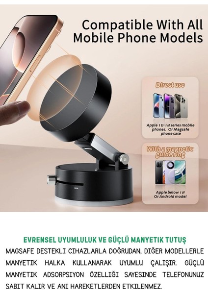 Ayarlanabilir araç ve her yerde kullanım tutucu, siyah renk, vantuzlu, 6 ay garanti indirimleri