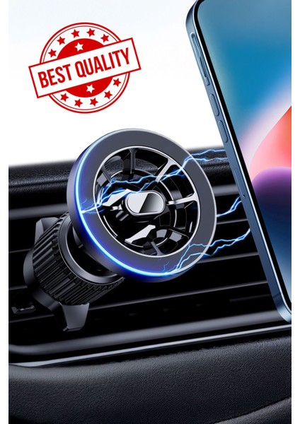 Manyetik araç telefon tutucu, siyah, Magsafe uyumlu, hava menfezi vakumlu, dayanıklı