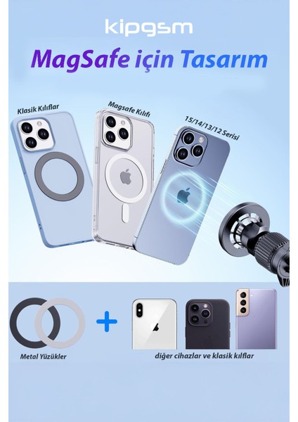 Manyetik araç telefon tutucu, siyah, Magsafe uyumlu, hava menfezi vakumlu, dayanıklı indirimleri