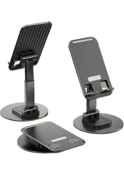 Dönebilen ayarlanabilir metal telefon ve tablet tutucu, siyah renk, 2 yıl garanti modelleri