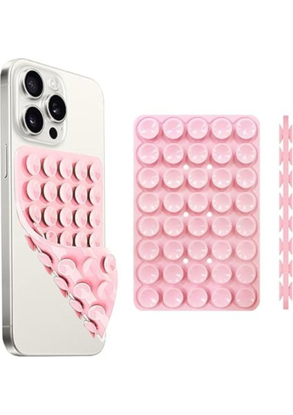 Toz pembe vakumlu silikon telefon tutucu, aynaya yapışır, kaymaz, pratik kullanım sağlar