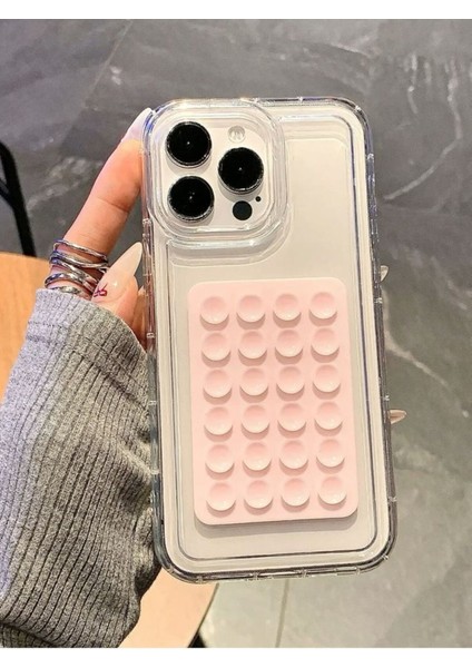 Toz pembe vakumlu silikon telefon tutucu, aynaya yapışır, kaymaz, pratik kullanım sağlar fiyatları