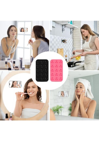 Toz pembe vakumlu silikon telefon tutucu, aynaya yapışır, kaymaz, pratik kullanım sağlar indirimleri