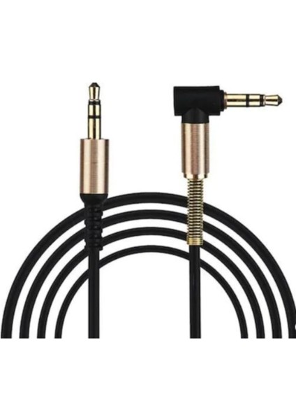 3.5 mm Metal Başlıklı Erkek/erkek L Uçlu Jack Girişli Aux Stereo Ses Aktarma Kablosu (4390) modelleri