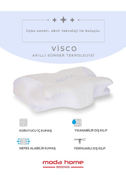 2 Adet Visco Ortopedik Boyun Destekli Servikal Yastık Serinletici Soğuk Kumaşlı güzellik yastığı(Beyaz) modelleri