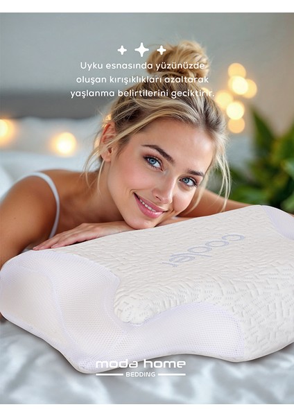2 Adet Visco Ortopedik Boyun Destekli Servikal Yastık Serinletici Soğuk Kumaşlı güzellik yastığı(Beyaz) fırsatları