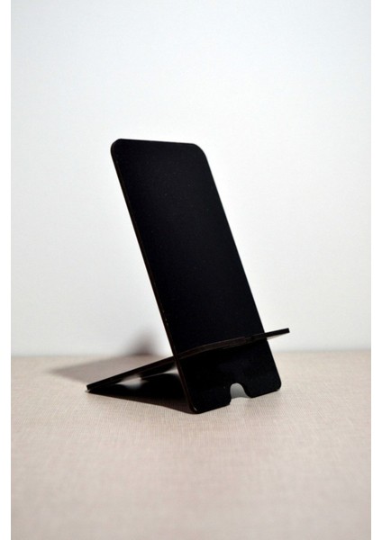 Şık ahşap masa üstü telefon ve tablet tutucu, siyah renkli, dayanıklı tasarım modelleri
