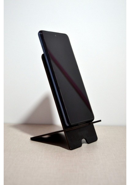 Şık ahşap masa üstü telefon ve tablet tutucu, siyah renkli, dayanıklı tasarım fırsatları