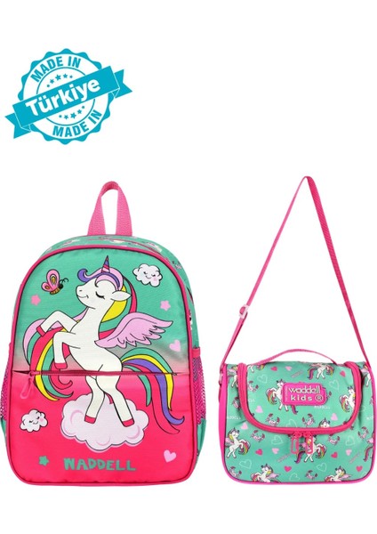 Ana Sınıfı Çantası Unicorn Desen Anaokulu Kız Çocuk Çantası+Termal Beslenme Çantası