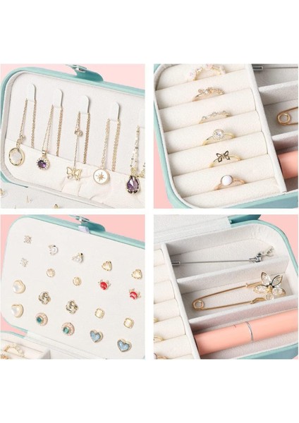 Yeşil Dikdörtgen Takı Kutusu, Bölmeli, Seyahat Düzenleyici, Kumaş, Parça Sayısı: 1 fırsatları