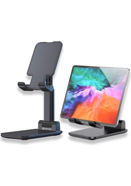 Gri Portatif Ayarlanabilir Telefon ve Tablet Tutucu, Mıknatıslı ve Rahat Kullanım İçin