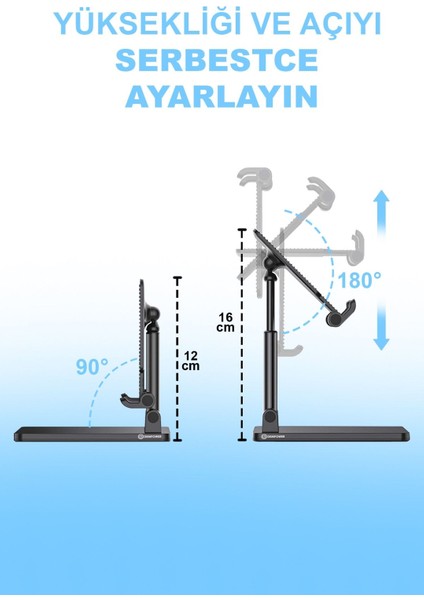 Gri Portatif Ayarlanabilir Telefon ve Tablet Tutucu, Mıknatıslı ve Rahat Kullanım İçin fiyatları