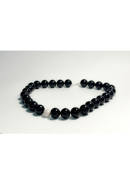 Sıkma Oltu Tek Incili Kolye