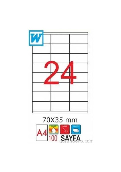 2018 Laser A4 Sayfa Etiketi 70X35MM (100 Lü Paket)