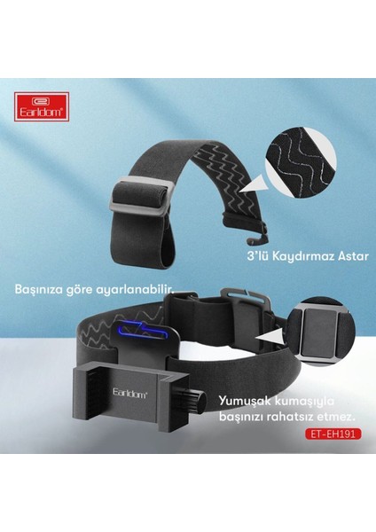 Ayarlanabilir lastikli telefon tutucu, siyah renk, 6 ay garanti, video ve vlog için ideal fırsatları