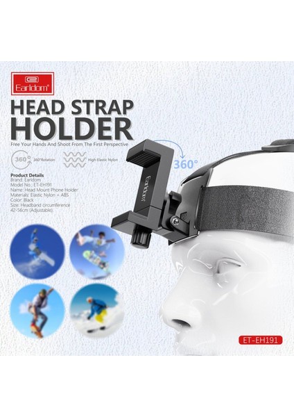 Ayarlanabilir lastikli telefon tutucu, siyah renk, 6 ay garanti, video ve vlog için ideal