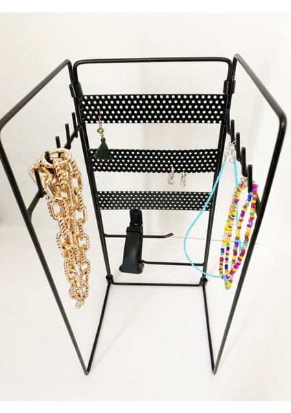 Siyah Katlamalı Takı Düzenleyici, Metal, 3 Parça, Ekru, Pratik ve Şık Saklama Yöntemi fiyatları