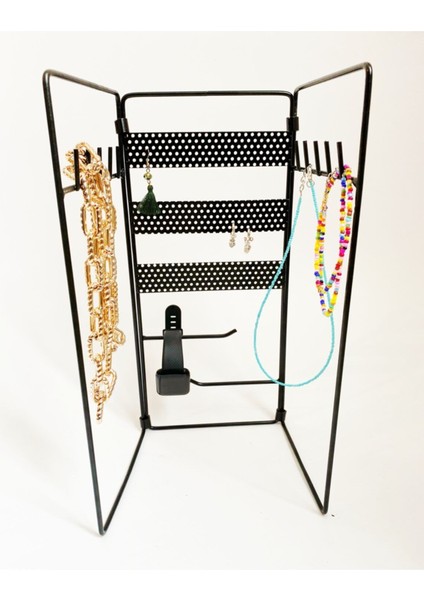 Siyah Katlamalı Takı Düzenleyici, Metal, 3 Parça, Ekru, Pratik ve Şık Saklama Yöntemi fırsatları