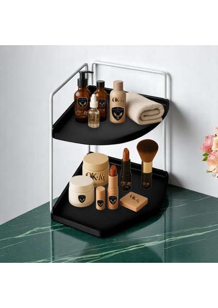 Dekoratif Ahşap Organizer | Paslanmaz Çelik Organizer – Mutfak, Banyo, Salon, Çalışma Masası