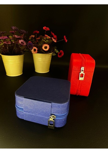 Mavi 9x9cm Seyahat Tipi Şık Takı Organizeri, 1 Parça fiyatları