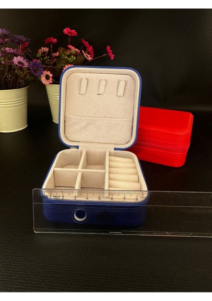 Mavi 9x9cm Seyahat Tipi Şık Takı Organizeri, 1 Parça modelleri