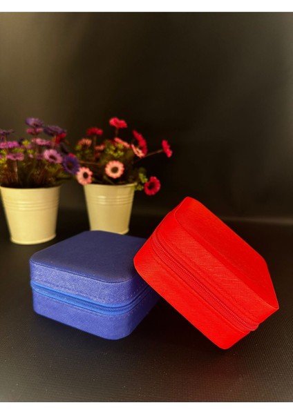 Mavi 9x9cm Seyahat Tipi Şık Takı Organizeri, 1 Parça fırsatları