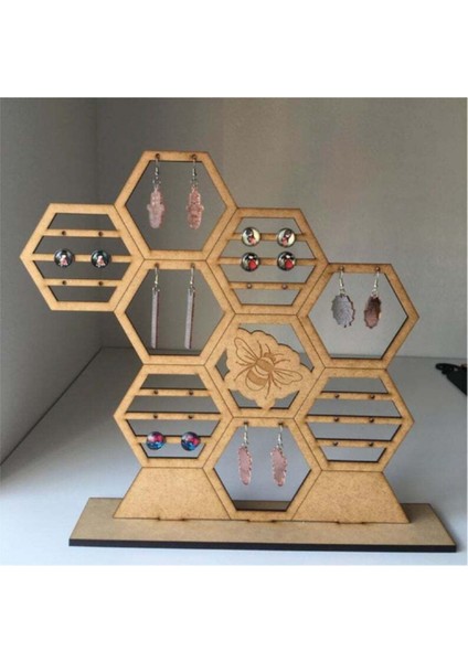 Şık ve fonksiyonel ahşap takı standı, 3 bölmeli düzen sağlayan estetik tasarım