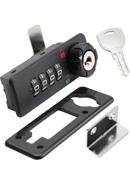 PM-26731 4 Haneli Şifreli ve Anahtarlı Mekanik Siyah Çekmece Dolap Kilidi (Sol)