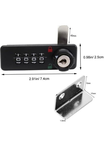 PM-26731 4 Haneli Şifreli ve Anahtarlı Mekanik Siyah Çekmece Dolap Kilidi (Sol) indirimleri