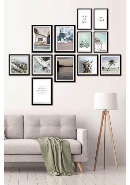 12 Parça Dekoratif Mdf Tablo Seti Çerçeve Görünümlü DEKOLIADKJ049