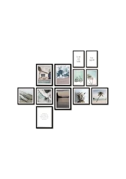 12 Parça Dekoratif Mdf Tablo Seti Çerçeve Görünümlü DEKOLIADKJ049 modelleri