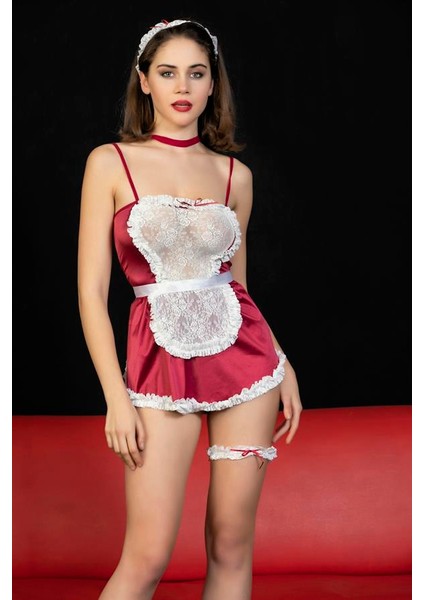 Mulvxbrf BRF02 Hizmetçi Kostümü Bordo (BRF6542) (Mulvix)