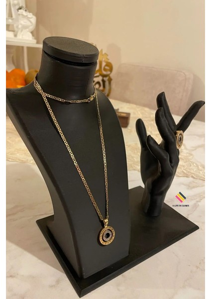 Şık dekoratif takı ve yüzük teşhir standı seti, siyah, plastik materyal, 1 parça indirimleri