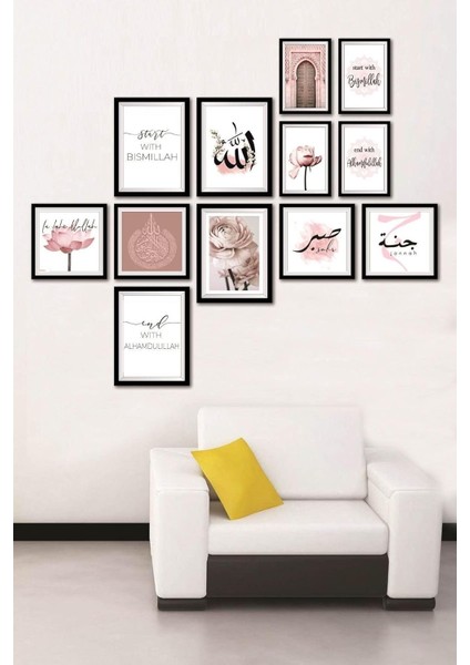 12 Parça Dekoratif Mdf Tablo Seti Çerçeve Görünümlü DEKOLIADKJ069