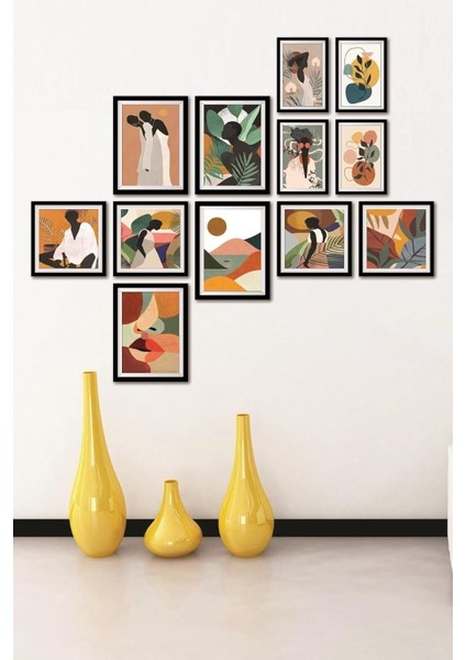 12 Parça Dekoratif Mdf Tablo Seti Çerçeve Görünümlü DEKOLIADKJ061