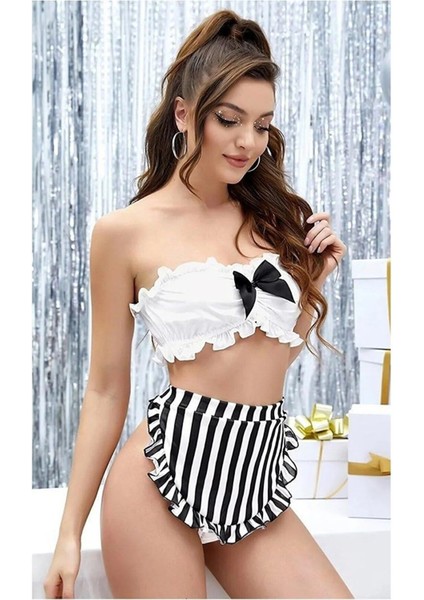 Mulvxbrf BRF02 Kadın Zebra Etekli Garson Kostümü (Mulvix) fiyatları