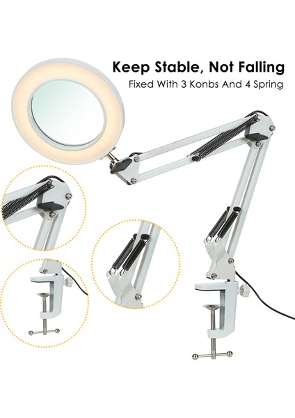 Neoglint Esnek Kelepçeli Masa Lambası 8x Büyüteç Salıncak Kolu Kısılabilir Led'ler Masa Lambası 3 Renk Modu ve 10 Parlaklık Seviyesi Okuma Çalışma Çalışma Işığı (Yurt Dışından) fiyatları