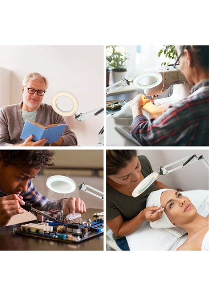 Neoglint Esnek Kelepçeli Masa Lambası 8x Büyüteç Salıncak Kolu Kısılabilir Led'ler Masa Lambası 3 Renk Modu ve 10 Parlaklık Seviyesi Okuma Çalışma Çalışma Işığı (Yurt Dışından) indirimleri