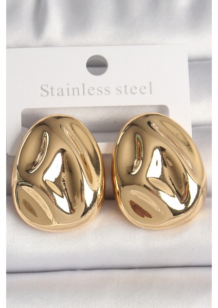 Mulvxxmd XDN02 Pirinç Gold Renk Işlemeli Damla Model Kadın Küpe (Mulvix)