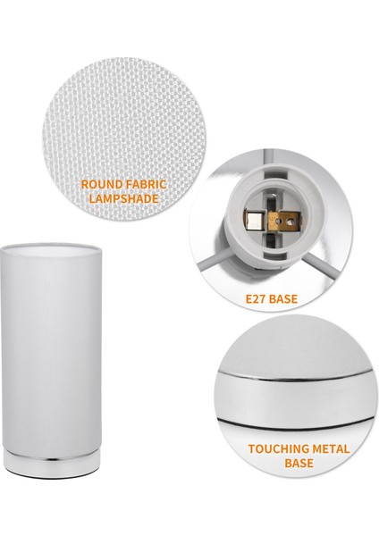 Dokunmatik Kontrol Masa Lambası Başucu 3 Yönlü Kısılabilir Masa Lambası Modern Gece Lambası Yuvarlak Kumaş Abajurlu Yatak Odası Oturma Odası Ofis (Ampul Dahil) (Yurt Dışından) modelleri