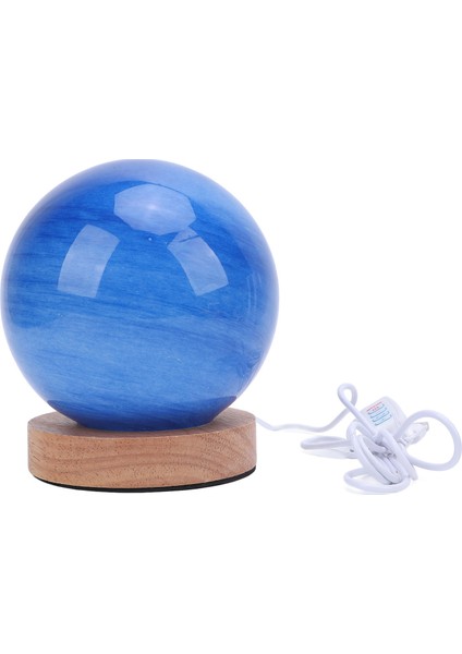 Yatak Başı Gece Lambası Ahşap Tabanlı Mavi Cam Abajur Top Küçük Masa Lambası 3 Renk Sıcaklığı Kademesiz Karartma Okuma Lambası Yatak Odası Için 12CM (Yurt Dışından)