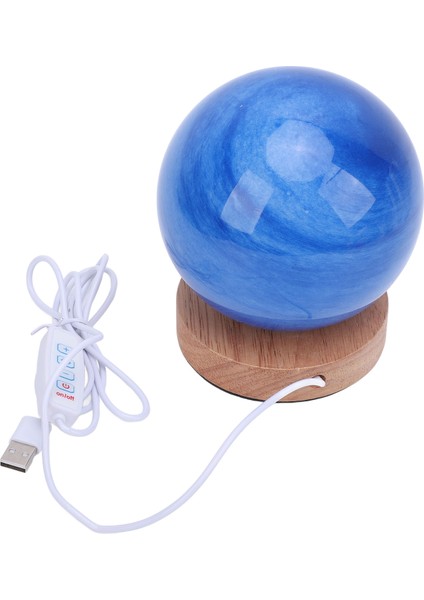 Yatak Başı Gece Lambası Ahşap Tabanlı Mavi Cam Abajur Top Küçük Masa Lambası 3 Renk Sıcaklığı Kademesiz Karartma Okuma Lambası Yatak Odası Için 12CM (Yurt Dışından)