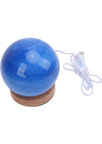 Yatak Başı Gece Lambası Ahşap Tabanlı Mavi Cam Abajur Top Küçük Masa Lambası 3 Renk Sıcaklığı Kademesiz Karartma Okuma Lambası Yatak Odası Için 12CM (Yurt Dışından)