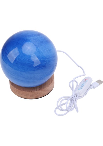 Yatak Başı Gece Lambası Ahşap Tabanlı Mavi Cam Abajur Top Küçük Masa Lambası 3 Renk Sıcaklığı Kademesiz Karartma Okuma Lambası Yatak Odası Için 12CM (Yurt Dışından)